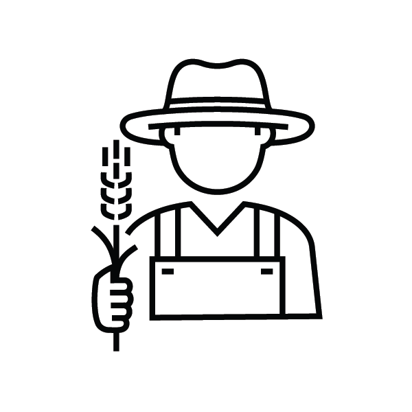 An icon of a farmer holding a wheat plant